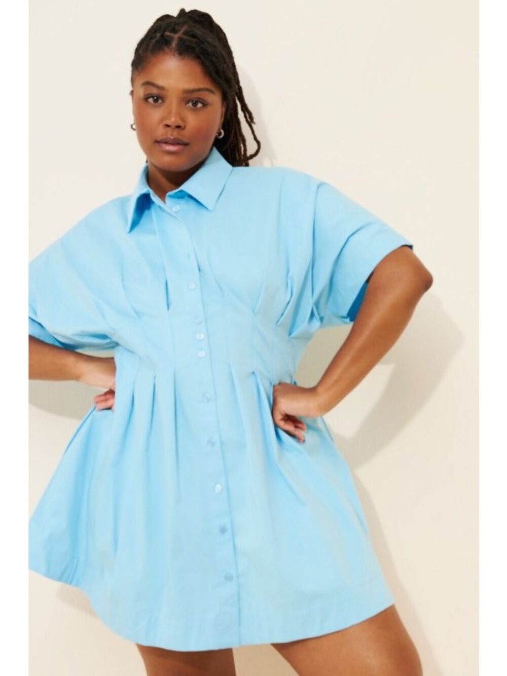 Anthropologie The Tobie Mini Shirt Dress Vintage Charming Sky Blue Womens 2X